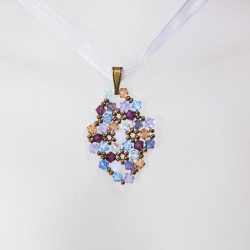 Pendant 45cm - Shea Rhombus S-Violet Organza - Pendant 45cm - Laiton bronze